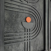 Modern Geometric Wooden Wall Art with Orange Accents – Trio