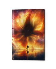Small Fire Sky glass wall art figure by Artdesigna featuring vibrant, fiery colors in a sleek, modern design for wall decor.