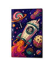 Colorful Candy Sky Voyage glass wall art by Artdesigna featuring vibrant, abstract design on clear glass.