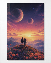 Artdesigna Hilltop Pair glass wall art featuring a scenic landscape design displayed on a white wall.