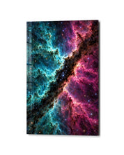 Divided Galaxy glass wall art by Artdesigna, studio view