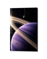 Small Astronaut, Huge Rings | Glass Wall Art