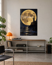 Glass wall art titled "Beam Toward a Yellow Giant" by Artdesigna featuring vibrant yellow and abstract design in a modern living space.
