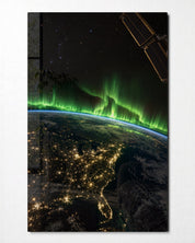 Artdesigna Light Along the Curve glass wall art featuring colorful, curved glass panels mounted on a wall.