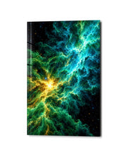 Gas Clouds, Golden Heart glass wall art by Artdesigna, studio view