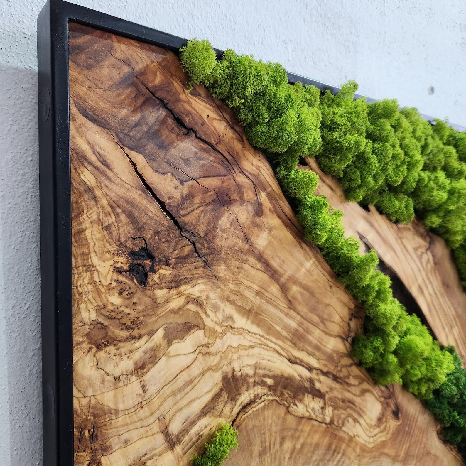 Moss and Olive Tree Wood Wall Art 2 Colors | Premium Handmade Wall Sculptures - Artdesigna