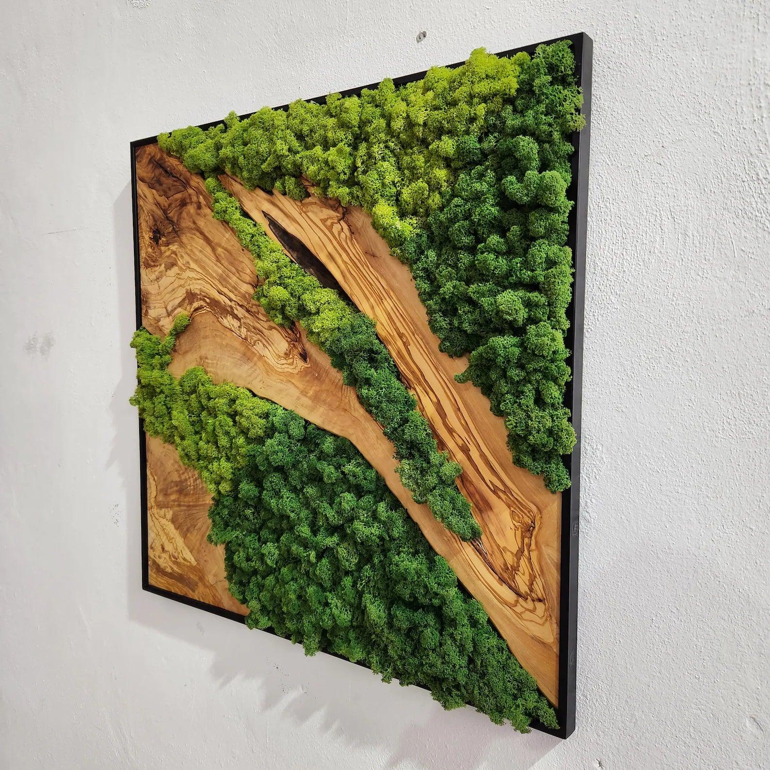 Moss and Olive Tree Wood Wall Art 2 Colors | Premium Handmade Wall Sculptures - Artdesigna