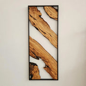 Handmade olive wood and metal wall art sculpture by Artdesigna, showcasing intricate wooden and metal design for wall decor.