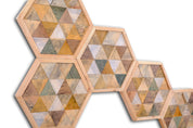 ・"Hexagonal-Rustic"・Premium Wood Handmade Wall Sculpture - Limited Edition