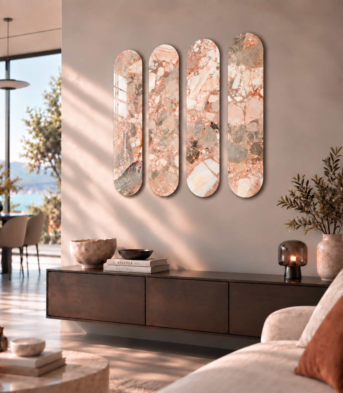 Rose Terrazzo Quad | Glass Wall Art