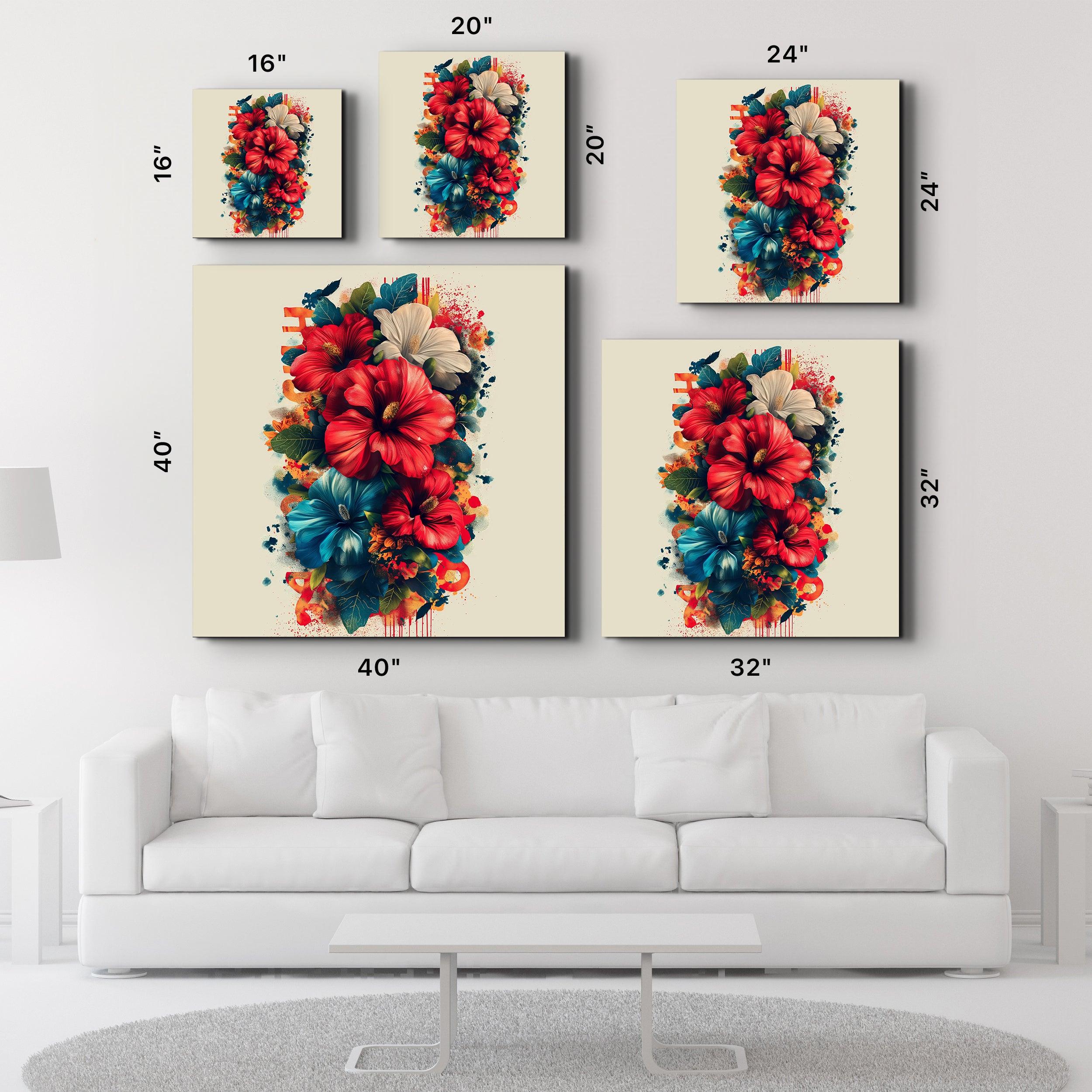 Hibiscuses - Glass Wall Art - Artdesigna