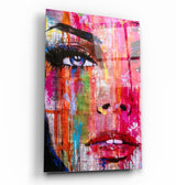 Colorful Woman Face | Glass Wall Art