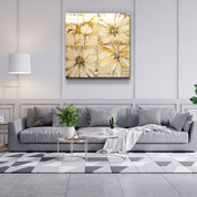 ・"Abstract Yellow Flowers"・Glass Wall Art - ArtDesigna Glass Printing Wall Art