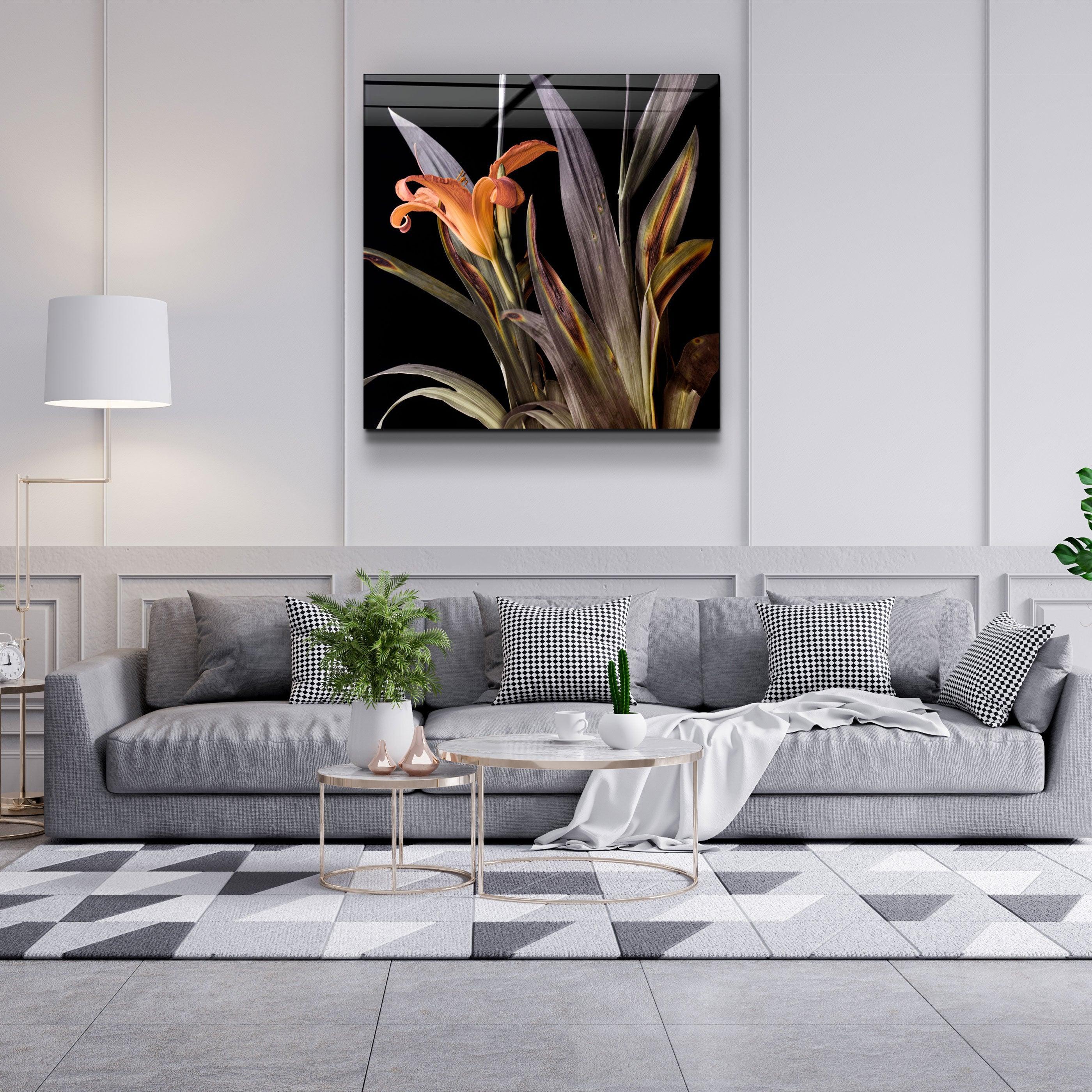 ・"Orange Flowers"・Glass Wall Art - ArtDesigna Glass Printing Wall Art