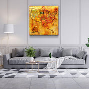 ・"Vintage Map US - South Dakota"・Glass Wall Art - ArtDesigna Glass Printing Wall Art