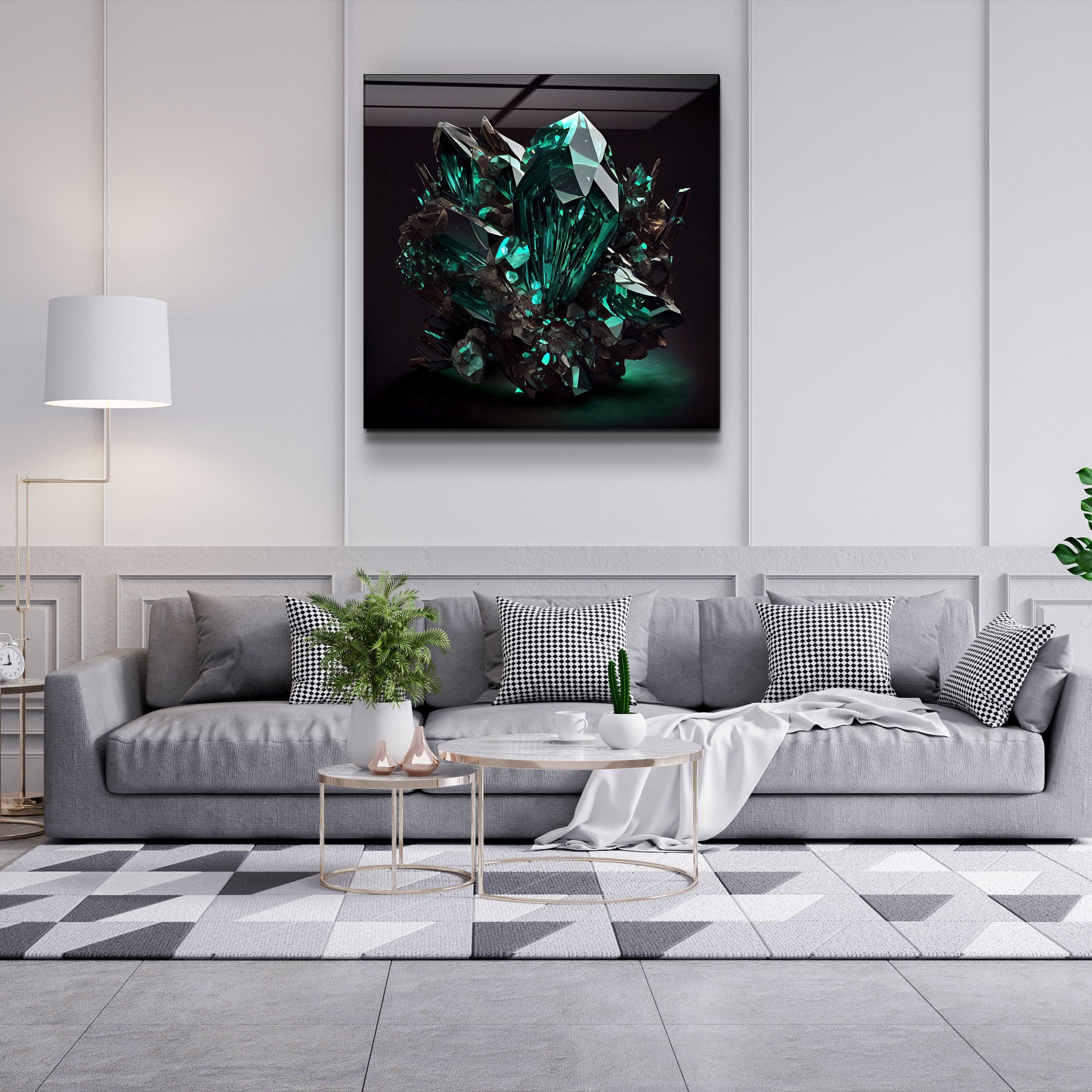 ."Amethyst - Green". Designer's Collection Glass the Wood Art - ArtDesigna Glass Printing Wall Art