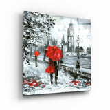 Red Umbrella in London | Glass Wall Art