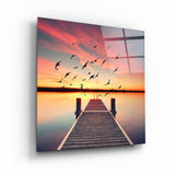 Red Dock | Glass Wall Art