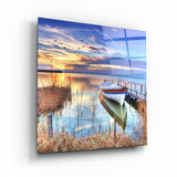 Lake and Boats | Glass Wall Art