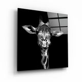 ・"Giraffe Black and White"・Glass Wall Art