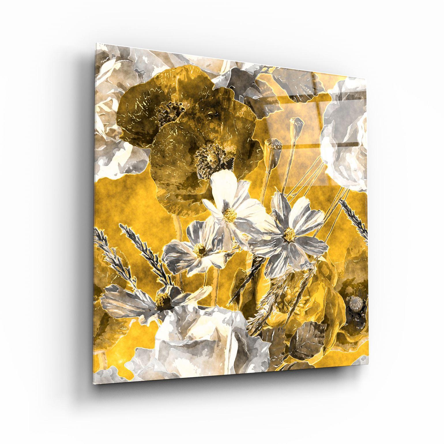 ・"Yellow Flowers"・Glass Wall Art - ArtDesigna Glass Printing Wall Art