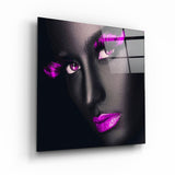 Pink Lips and Eyes | Glass Wall Art