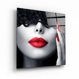 ・"Red Lips and Nails"・Glass Wall Art