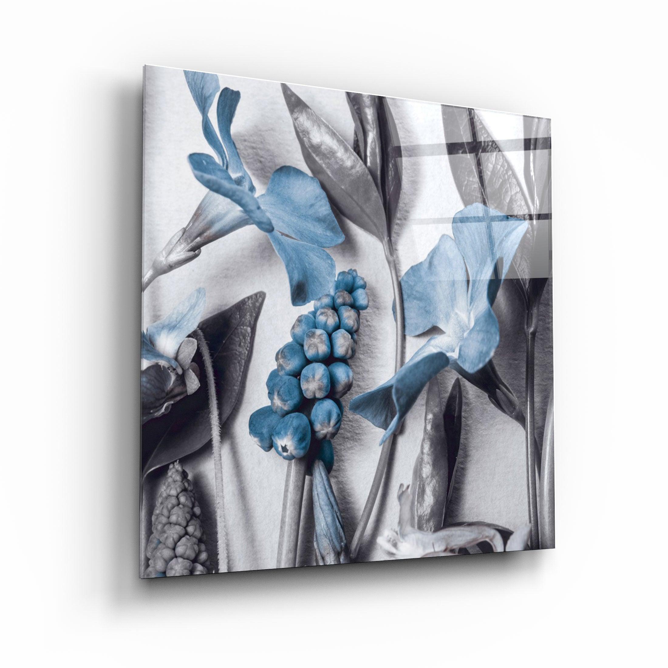 ・"Blue Flowers"・Glass Wall Art - ArtDesigna Glass Printing Wall Art