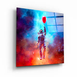 Astronaut in the Sky and Baloon | Glass Wall Art