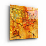 ・"Vintage Map US - Hawaii"・Glass Wall Art