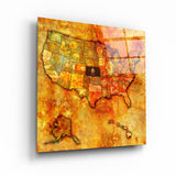 ・"Vintage Map US - Kansas"・Glass Wall Art