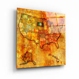 Vintage Map US South Dakota | Glass Wall Art