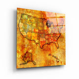Vintage Map US Wisconsin | Glass Wall Art