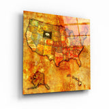 Vintage Map US Wyoming | Glass Wall Art