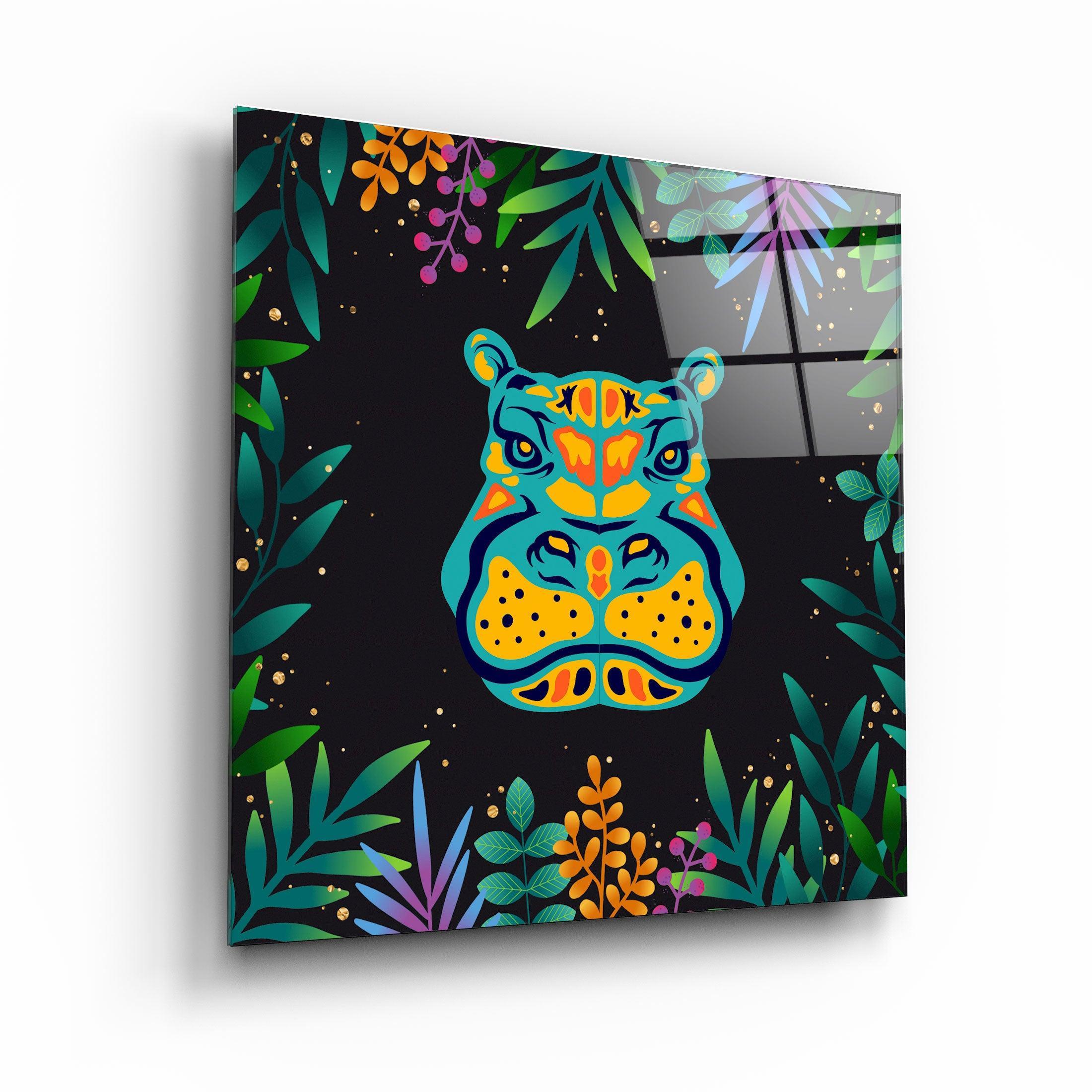 ・"Animal Republic-Hippo"・Designers Collection Glass Wall Art - ArtDesigna Glass Printing Wall Art