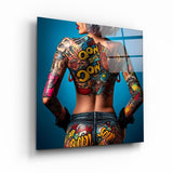 ."Tattooed v1". Designer's Collection Glass Wall Art