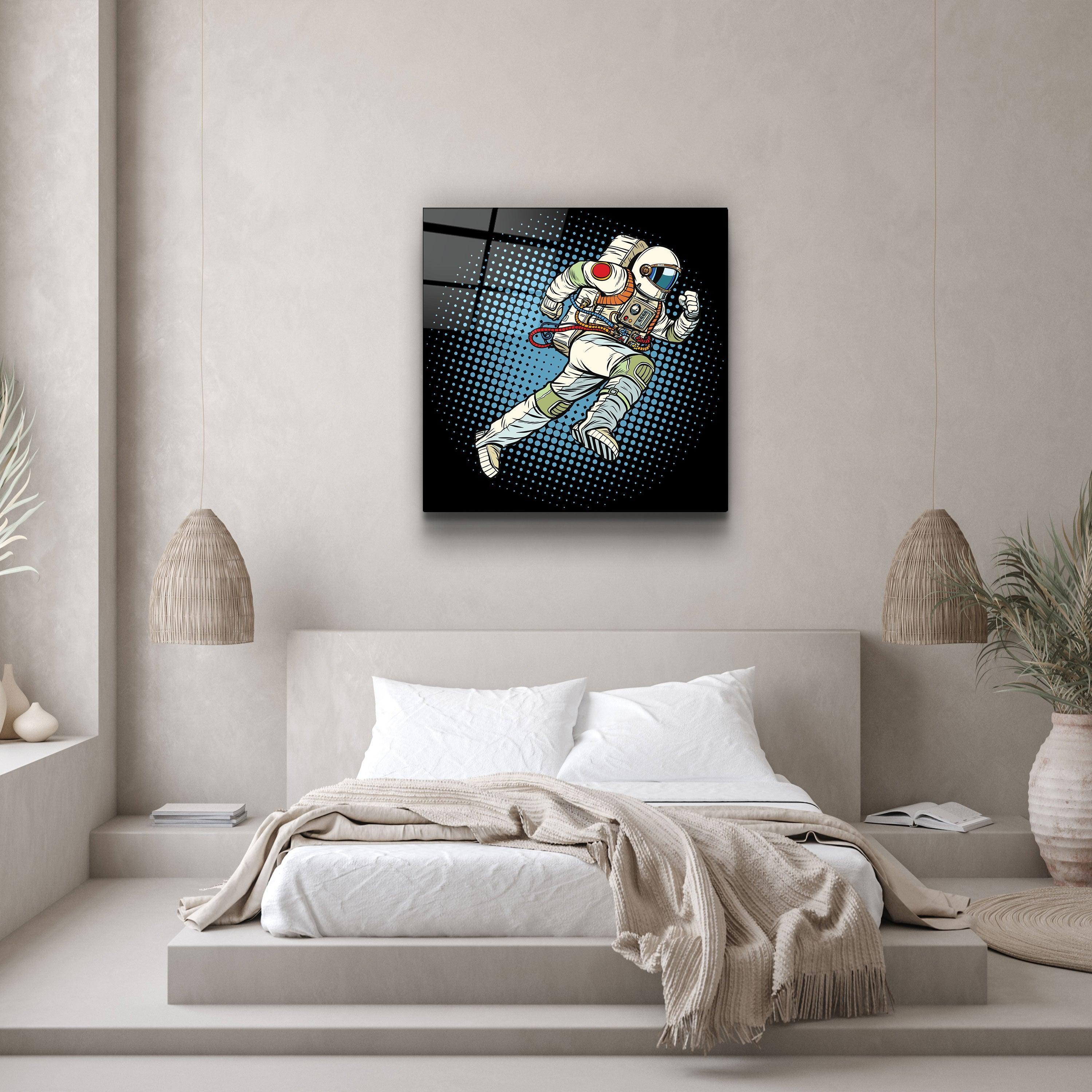 ・"Cartoon Astronaut"・Glass Wall Art - ArtDesigna Glass Printing Wall Art