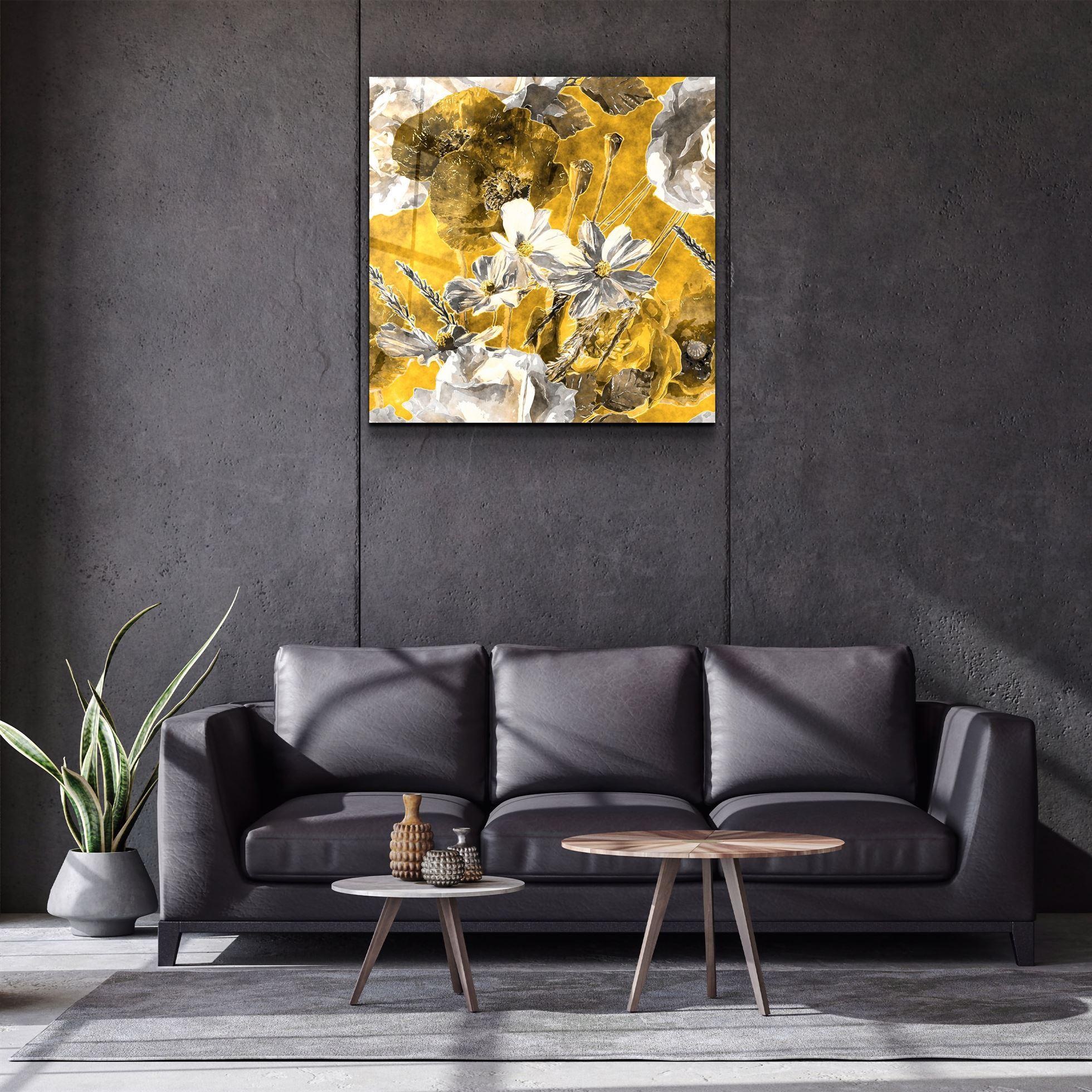 ・"Yellow Flowers"・Glass Wall Art - ArtDesigna Glass Printing Wall Art