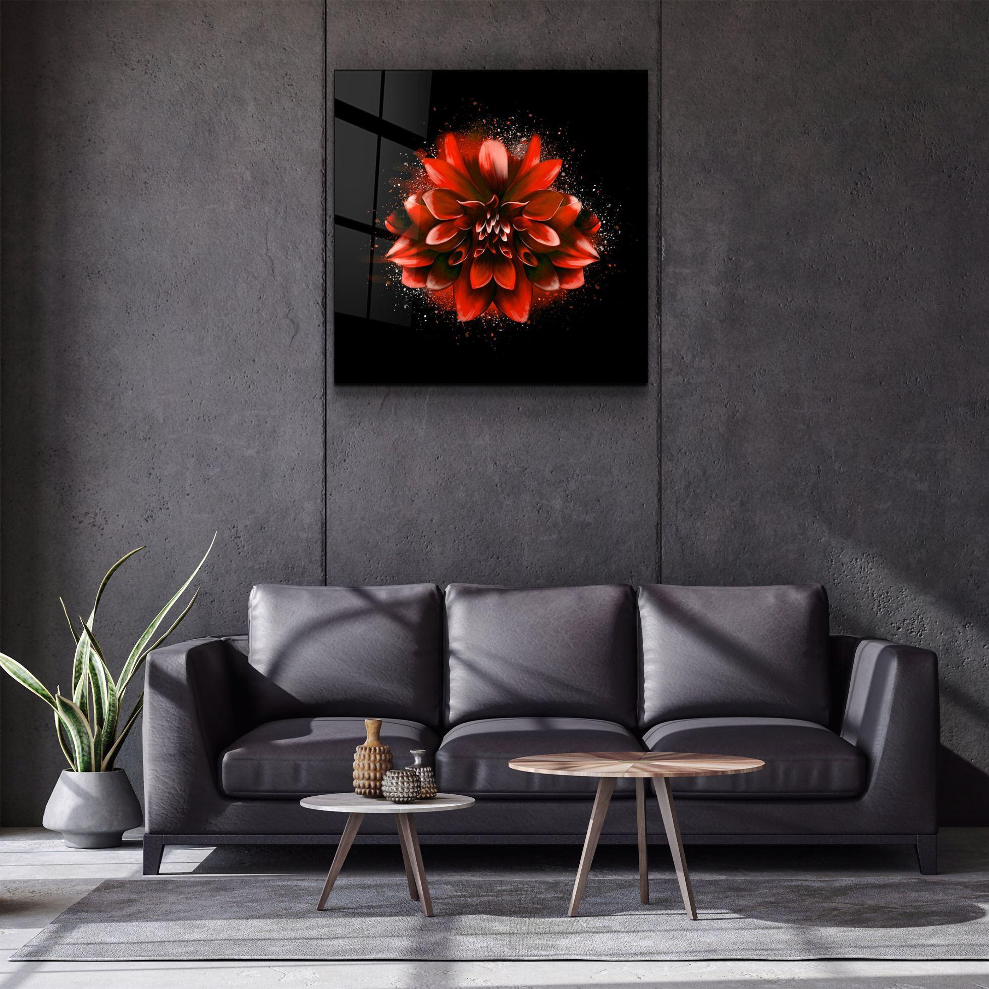・"Red Flower"・Glass Wall Art - ArtDesigna Glass Printing Wall Art
