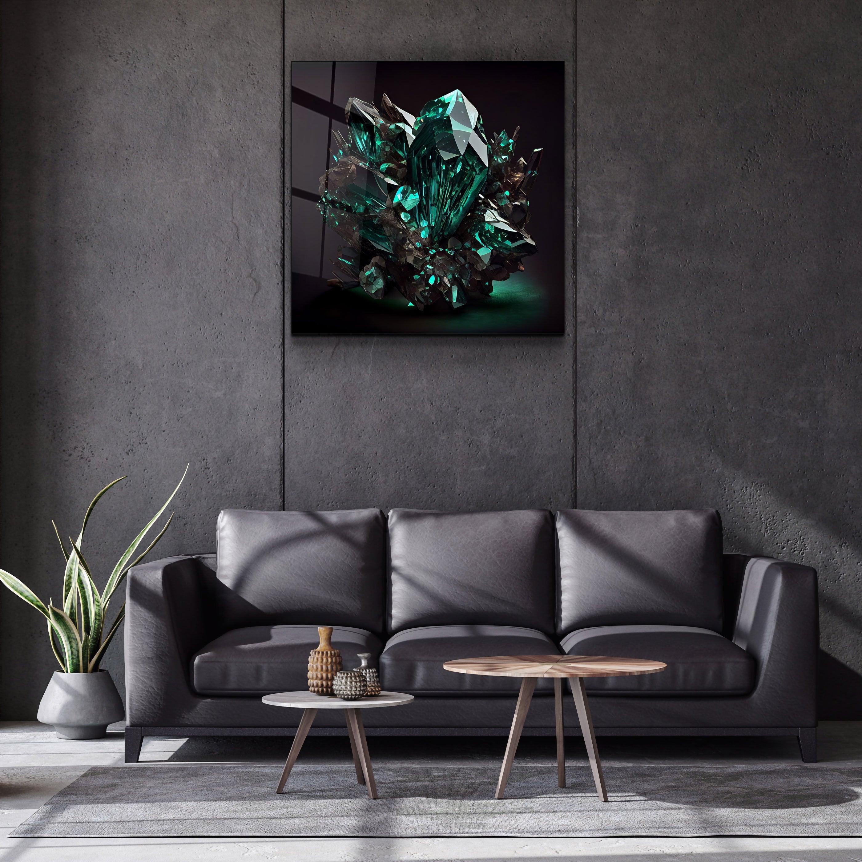 ."Amethyst - Green". Designer's Collection Glass the Wood Art - ArtDesigna Glass Printing Wall Art