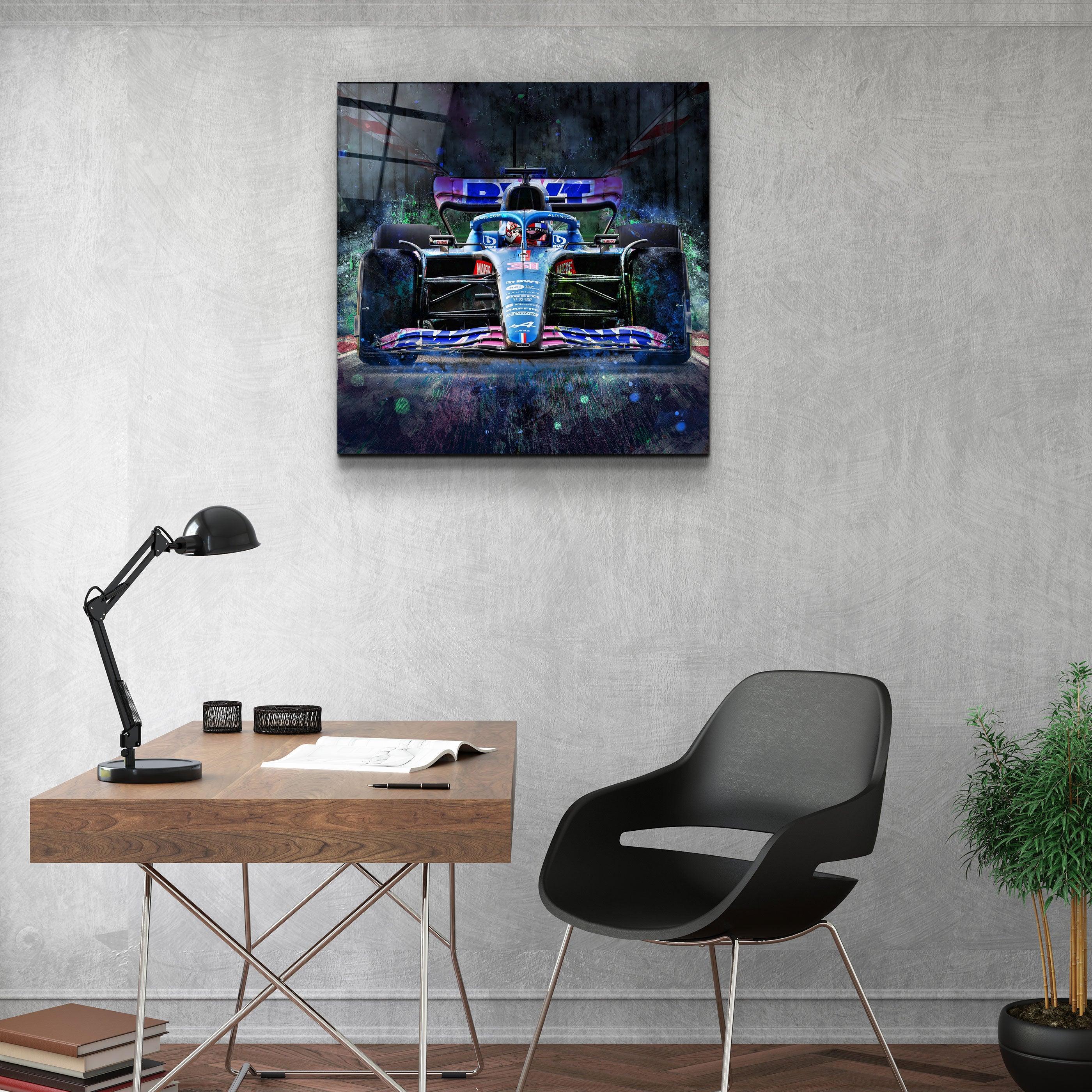 ."AlpineF1 Team". Designer's Collection Glass Wall Art - ArtDesigna Glass Printing Wall Art