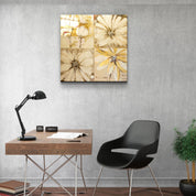 ・"Abstract Yellow Flowers"・Glass Wall Art - ArtDesigna Glass Printing Wall Art