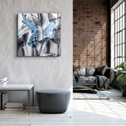 ・"Blue Flowers"・Glass Wall Art - ArtDesigna Glass Printing Wall Art