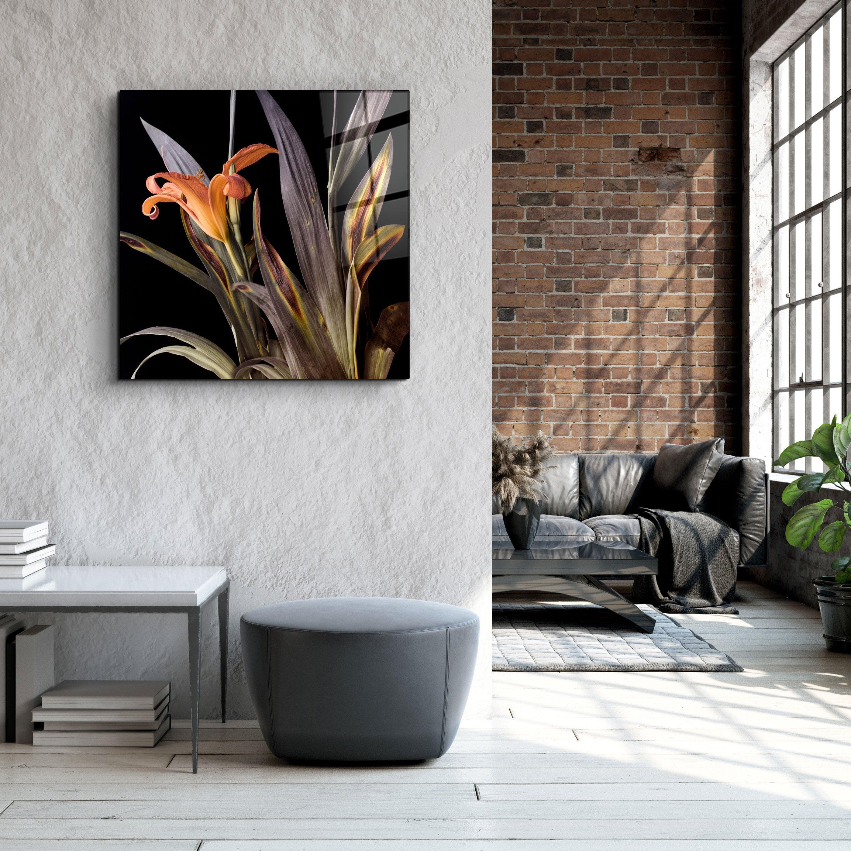 ・"Orange Flowers"・Glass Wall Art - ArtDesigna Glass Printing Wall Art